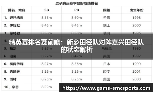 精英赛排名赛前瞻：新乡田径队对阵嘉兴田径队的状态解析
